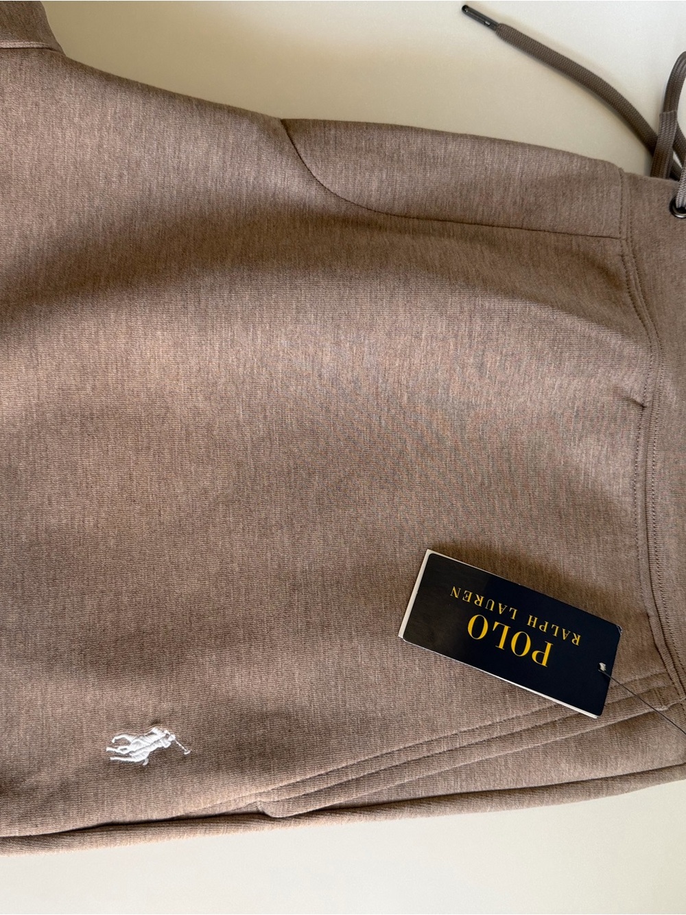 Ralph Lauren Tan Heather Drawstring Joggers with Polo Logo - Picture 9 of 9